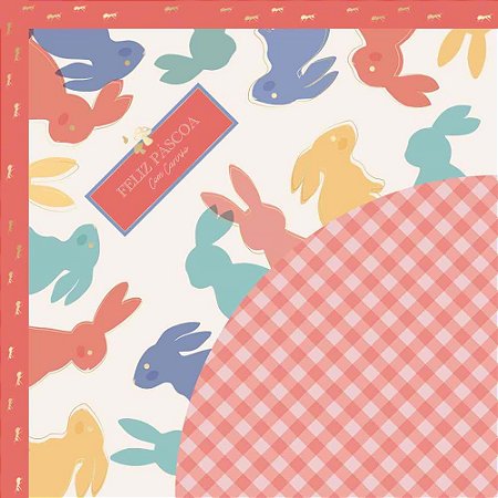 Embalagem P/OVO de Pascoa 32X32CM.EXPRESS Picnic Coral PCT.C/25