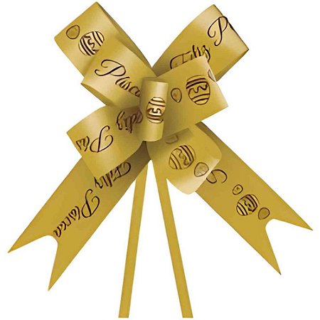Laco Pronto Decorado 30MMX51CM Feliz Pascoa Ouro PCT.C/10