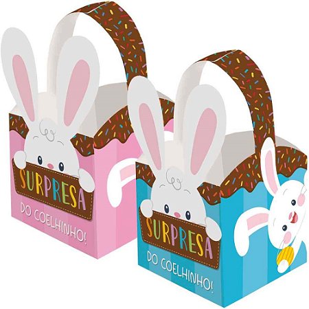 Embalagem para Doces Pascoa Cesta C/ALCA Coelhinho PCT.C/10