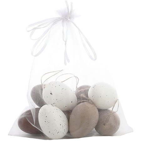 Decoracao de Pascoa Ovinhos DEC. BRANCO/MARROM 6CM PCT.C/09