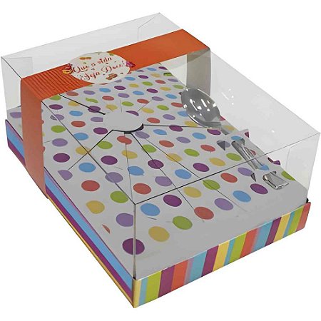 Caixa P/OVO de Pascoa 350G C/COLHER Poa Colors PCT.C/05