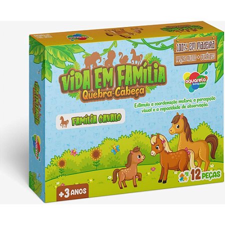 QUEBRA-CABECA Madeira Vida em Familia Cavalo 12PCS
