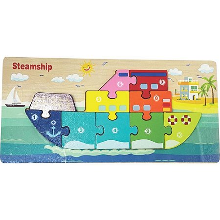 QUEBRA-CABECA Madeira Barco 1 Base 10 Pecas