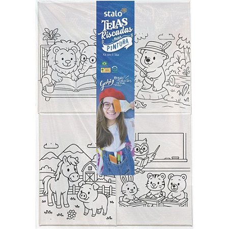 Tela para Pintura Riscada ANIMAIS- Gabi Calazans 15X22(S PCT.C/04