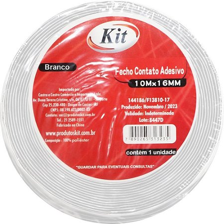 Aviamento Velcro 16MM Adesivo BR C/10MT Rolo