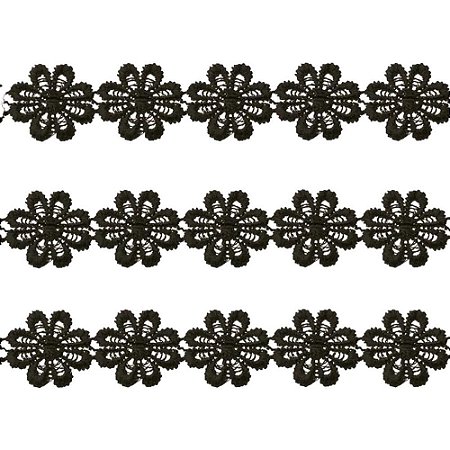 Aviamento Renda Guipir 13.7M. 25MM Preta Rolo
