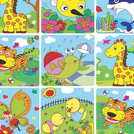 Papel Presente Bobina Couche 60CM. MOD.121 Bichinhos BO-100MTS
