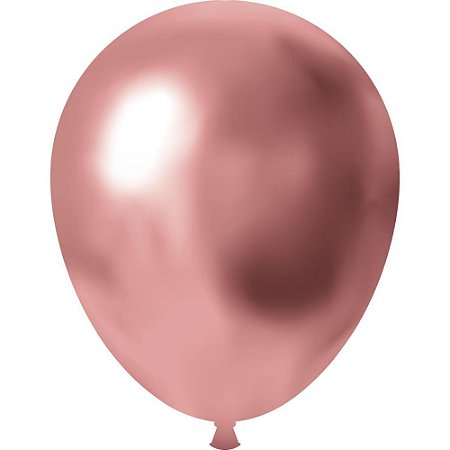 Balao 9 Liso Cromado Rosa Metalico PCT.C/25