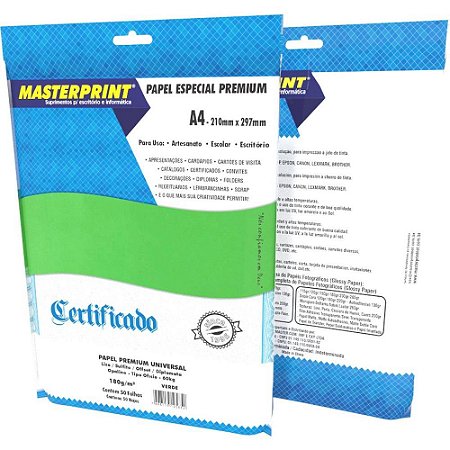 Papel A4 Diplomata Verde OFFSET Premium 180G. PCT.C/50