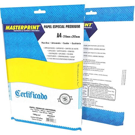 Papel A4 Diplomata Amarelo OFFSET 180G. PCT.C/50