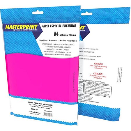 Papel A4 Color PINK Neon 180G. PCT.C/20