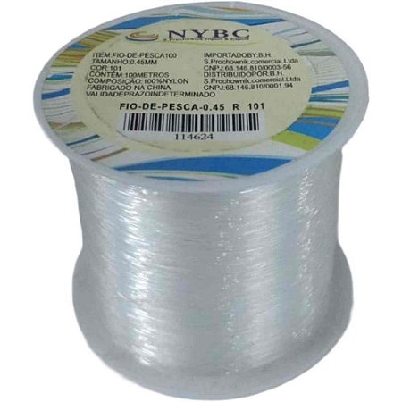 Fio de NYLON 0,45MM C/100M. Rolo