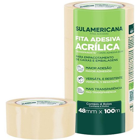 Fita para Empacotamento Sulamericana PP 48X100M TRANSP PCT.C/04
