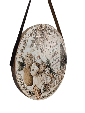 Placa em Madeira Natalina 2CM X 20CM - Estampa Diversa