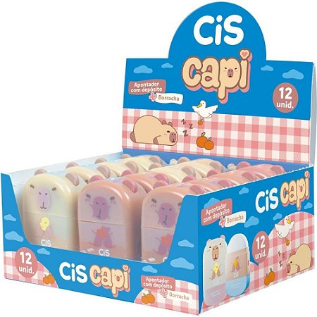Apontador com Deposito Decor. CIS Capi com Borracha Sortido DP.C/12