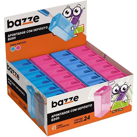 Apontador com Deposito Bazze B2011 ROSA/AZUL CX.C/24