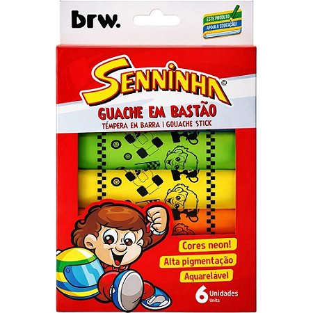 Tinta Guache Senninha em Bastao 6 Cores Estojo