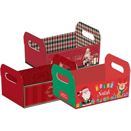 Cesta de Papel Caixote Natal M 22X15X8CM (S) PCT.C/10