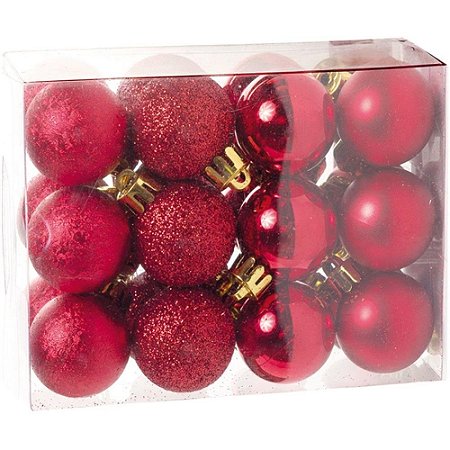 Artigo para Decoracao Natal Bola Mini 3CM Fosca Vermelha PCT.C/24