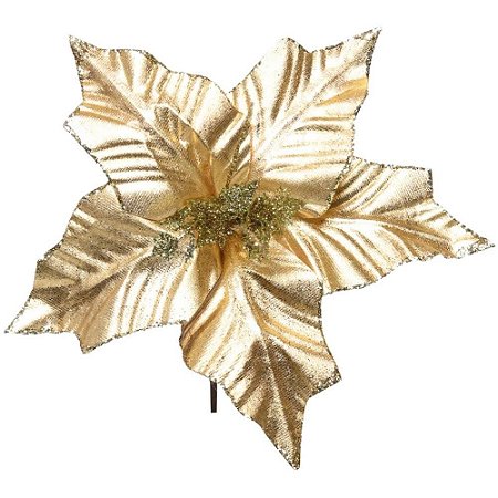 Artigo para Decoracao Natal FLOR Poinsetia Ouro 12CM PCT.C/12