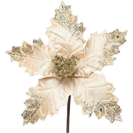 Artigo para Decoracao Natal FLOR Poinsetia Ouro Texturiz. PCT.C/12