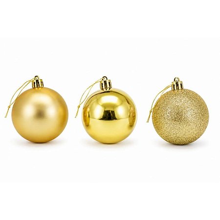 Artigo para Decoracao Natal Bola 10CM FOSCA/LISA/GLIT.OURO PCT.C/03