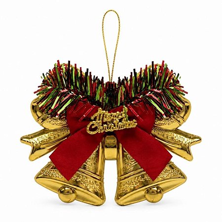 Artigo para Decoracao Natal Enfeite Sino 9X12CM Ouro