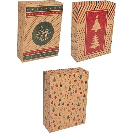 Caixa de Natal KRAFT Retang. C/TAMPA 25,5X35X PCT.C/12
