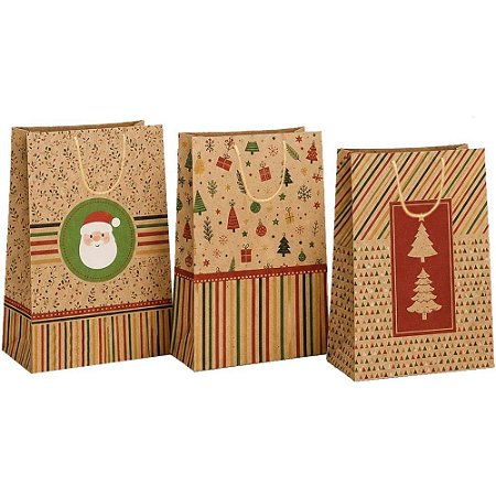Sacola para Presente Natal KRAFT 29X40X12CM (S) PCT.C/12