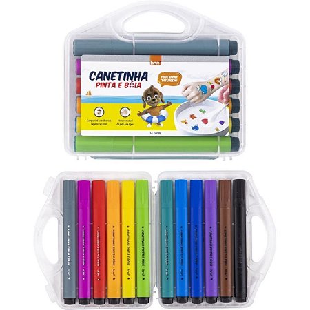 Caneta Hidrografica Pinta e Boia C/12 Unidades Estojo