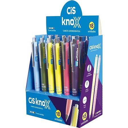 Caneta Esferografica Retratil CIS KNOX 0.7MM 5 Cores (S) DP.C/18