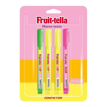 Caneta Marca Texto Destaq FRUIT-TELLA 2AM-1VD-1RS CX.C/04