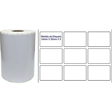 Etiqueta para Codigo de Barras Couche 34X23X30M 3CARREIRAS Rolo