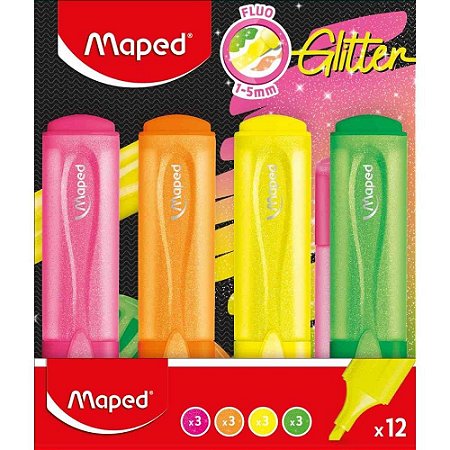 Caneta Marca Texto Fluopeps Glitter Neon Cores(s) DP.C/12