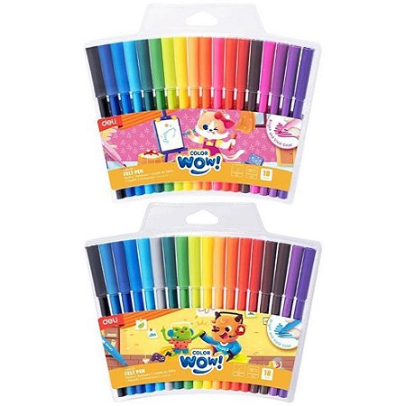 Caneta Hidrografica Color WOW Lavavel 18 Cores Estojo