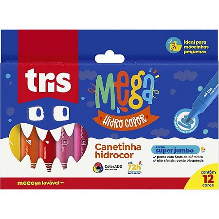 Caneta Hidrografica Jumbo Mega Hidro Color 12 Cores PCT.C/06