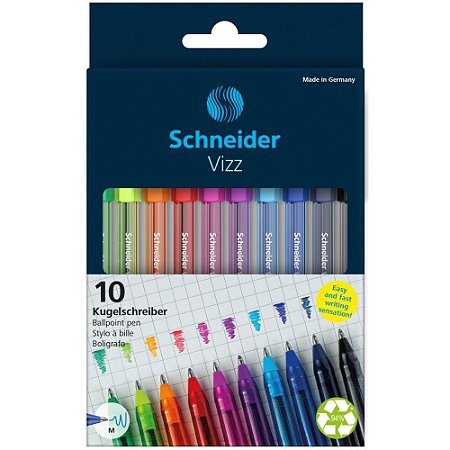 Caneta Esferografica VIZZ Media Schneider 10 Cores Estojo