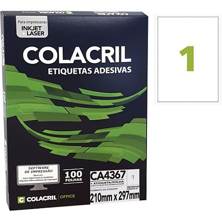 Etiqueta A4 297X210MM 100 Folhas PCT.C/100