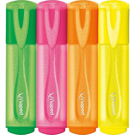 Caneta Marca Texto Fluopeps Glitter Neon 4COR.(S) Estojo