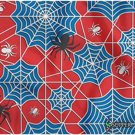 TNT Estampado 1,40M 40G Teias ARANHA Vermelho e Azul RL-25MTS