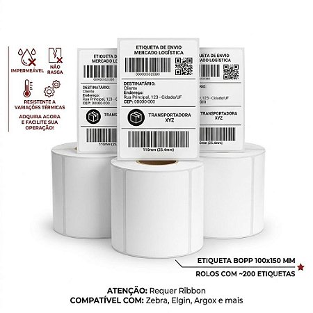 Etiqueta Adesiva BOPP 100X150XMM 31M CX.C/08