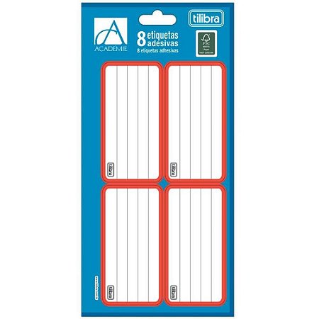 Etiqueta Escolar Vermelha C/8ETIQ. 100X208MM PCT.C/10