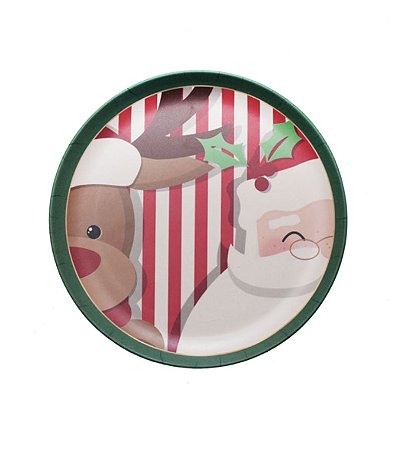 PRATO DE SOBREMESA DE BAMBU NOEL E RENA (UNIDADE)