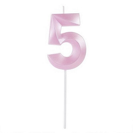 VELA COM RELEVO PEROLIZADA ROSA NO 5