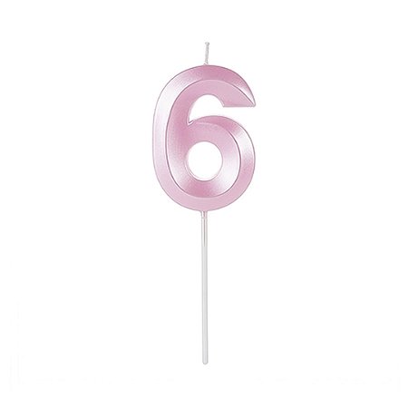 VELA COM RELEVO PEROLIZADA ROSA NO 6