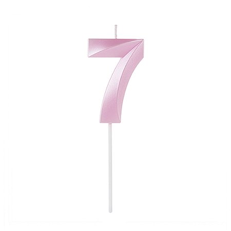 VELA COM RELEVO PEROLIZADA ROSA NO 7