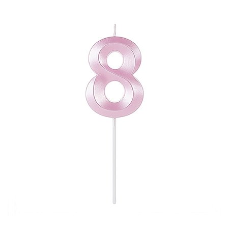 VELA COM RELEVO PEROLIZADA ROSA NO 8