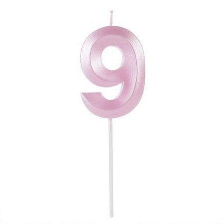 VELA COM RELEVO PEROLIZADA ROSA NO 9