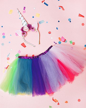 saia de tule de unicornio