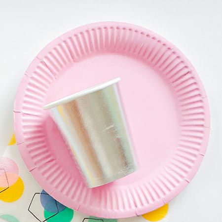 PRATO REDONDO DE PAPEL LISO ROSA (10 UNID)